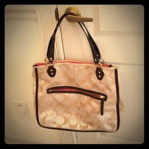 Authentic Coach Beige and Black Purse